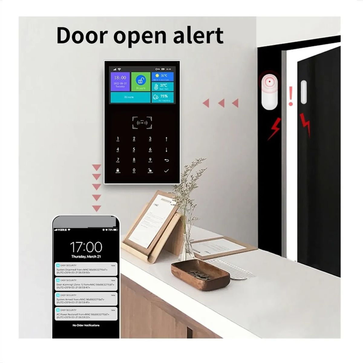 GENERICO - Alarma Wifi GSM 4G con Pantalla IPS 43 Pulgadas y Control Tuya Smart Life