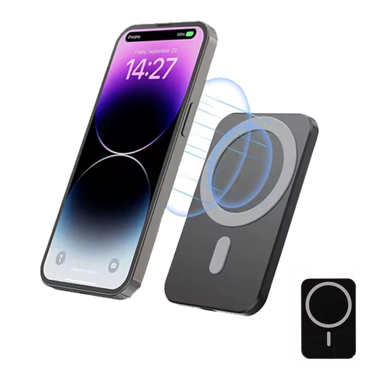 GENERICO - Power Bank Mini Magnetica 5.000 Mah Cargador Inalambrico