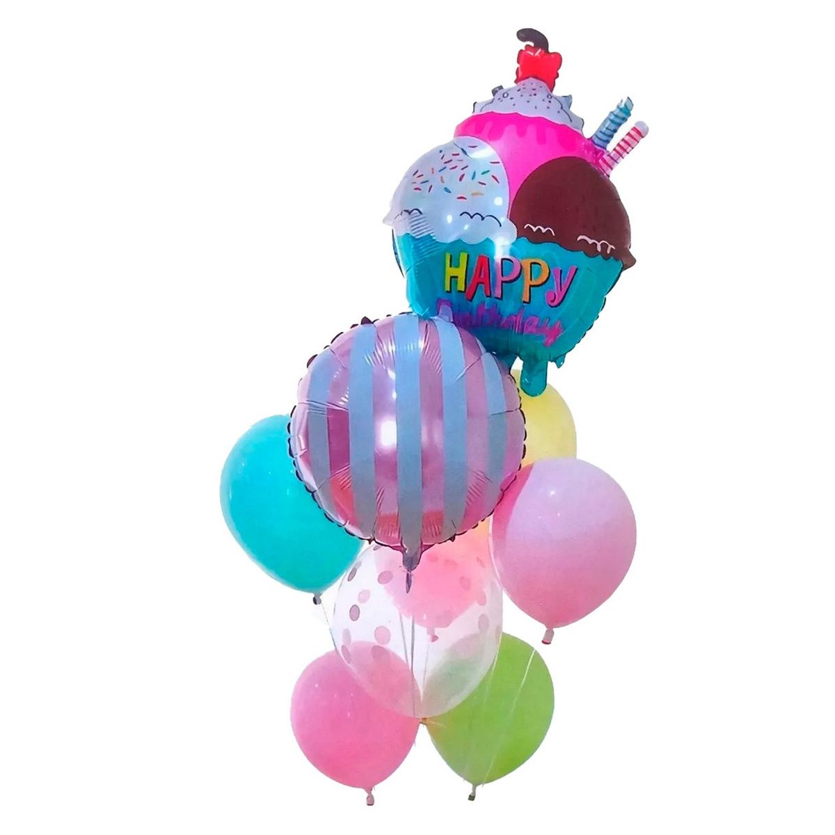 GENERICO - Kit Set Globo Feliz Cumpleaños Cono Helado Dulce Tematico