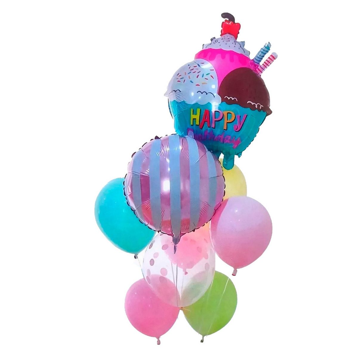 GENERICO - Kit Set Globo Feliz Cumpleaños Cono Helado Dulce Tematico