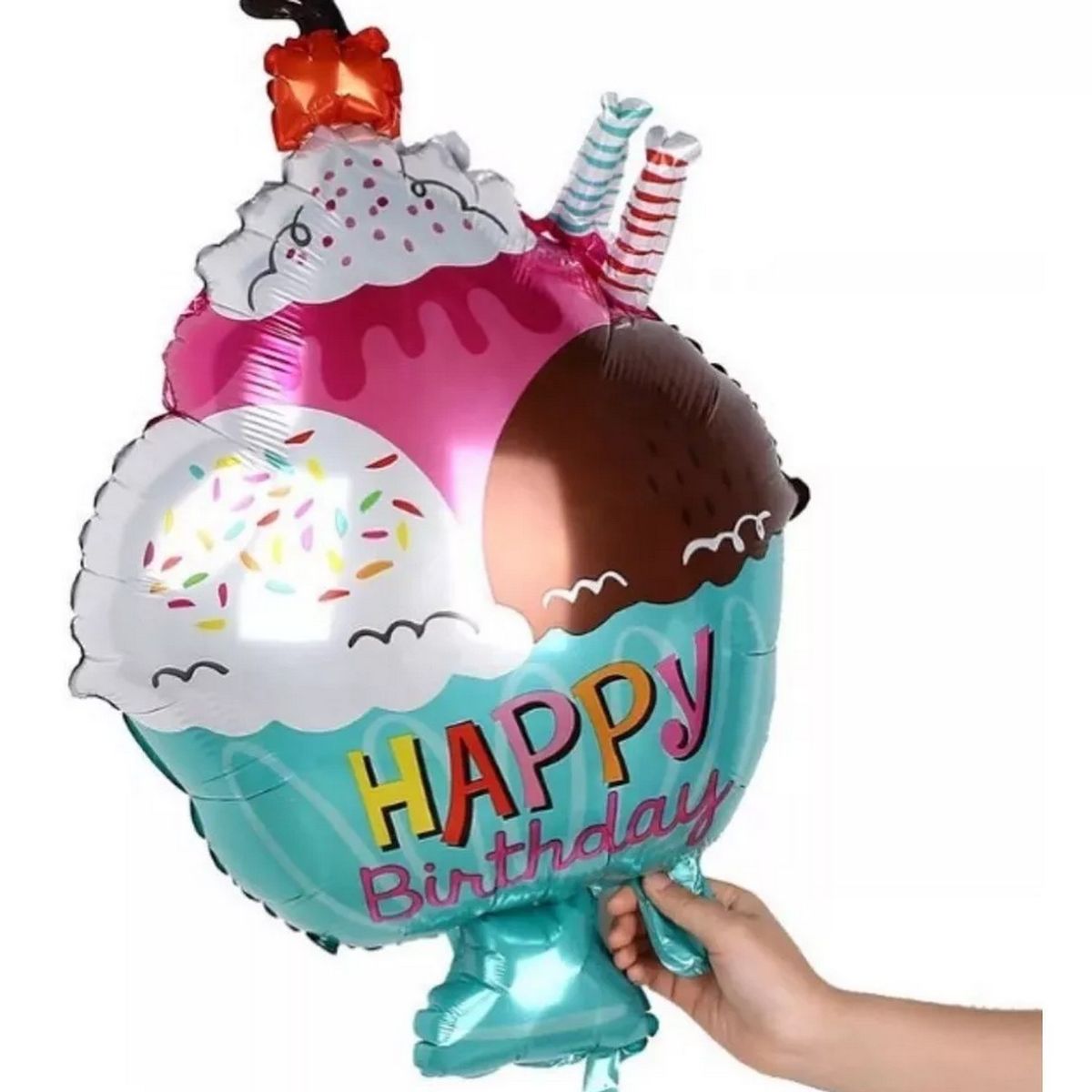 GENERICO - Kit Set Globo Feliz Cumpleaños Cono Helado Dulce Tematico
