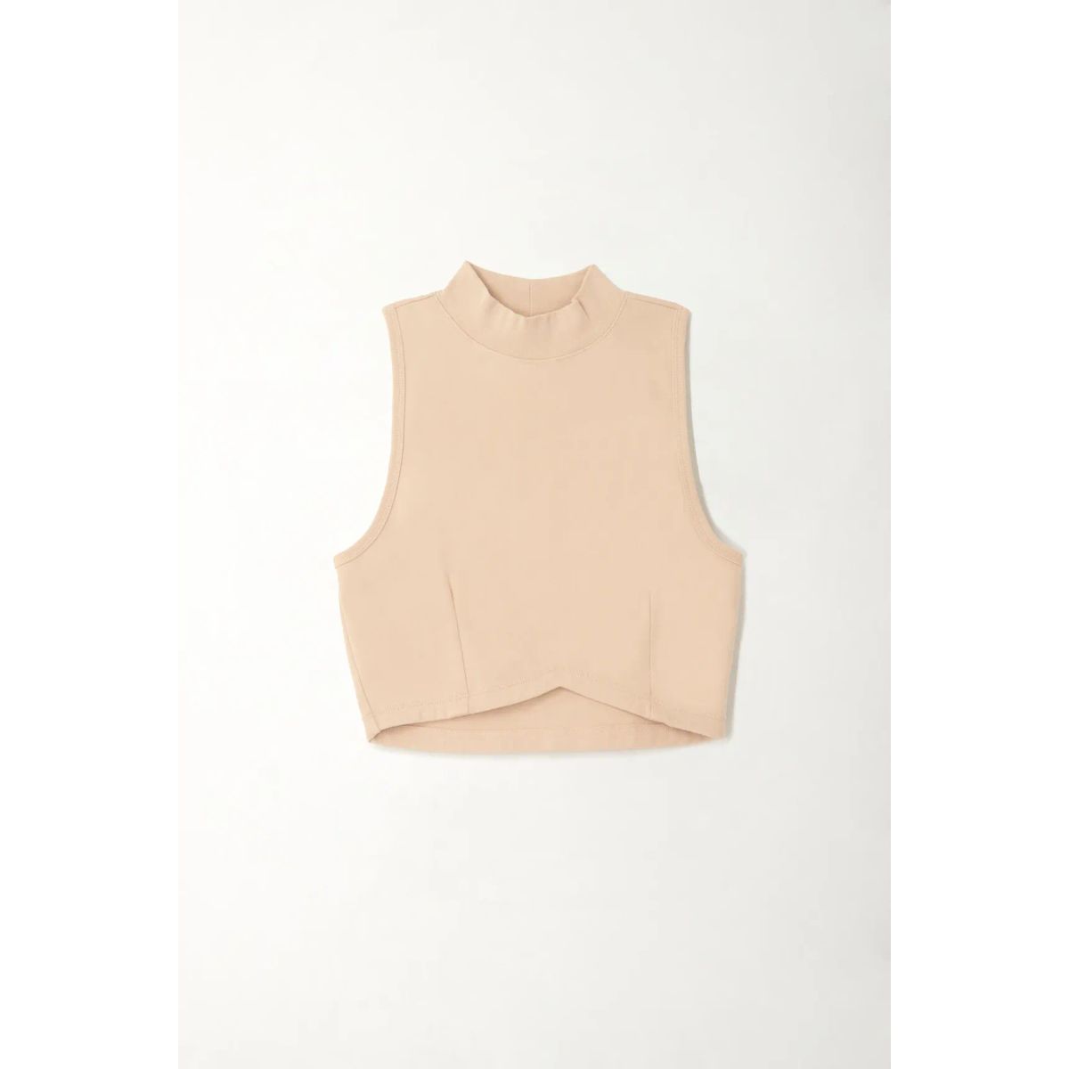 TOPMARK - Camiseta crop ajustada con ruedo asimétrico crudo con diseño limpio para mujer
