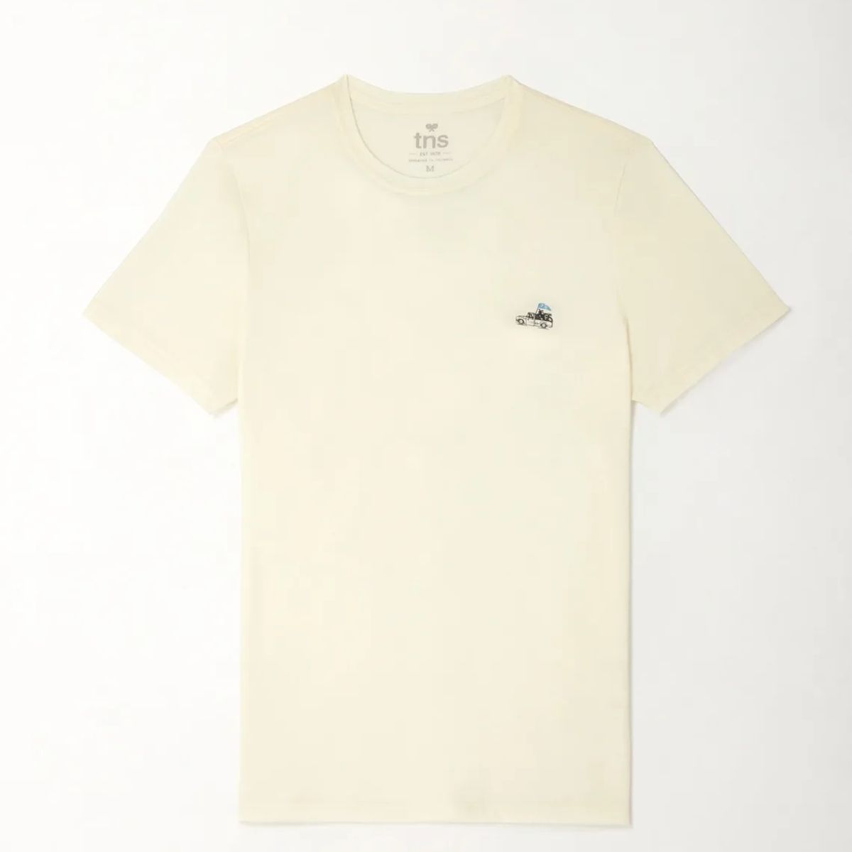 TENNIS - Camiseta manga corta estampada crudo con textura acanalada para hombre