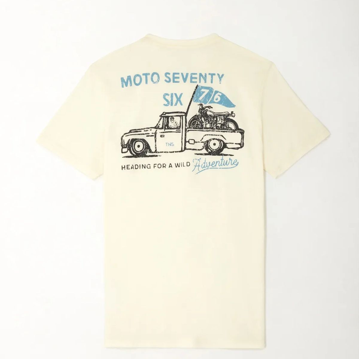 TENNIS - Camiseta manga corta estampada crudo con textura acanalada para hombre