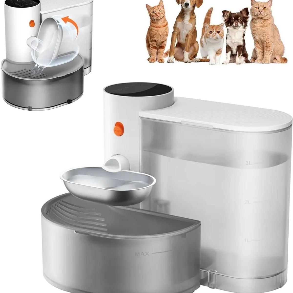 TY - Fuente De Agua Automática Inteligente Para Mascotas 3.5L Inalámbrica Con Doble Tanque