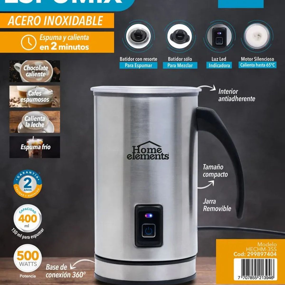HOME ELEMENTS - Espumix - Vaso espumador de acero inoxidable