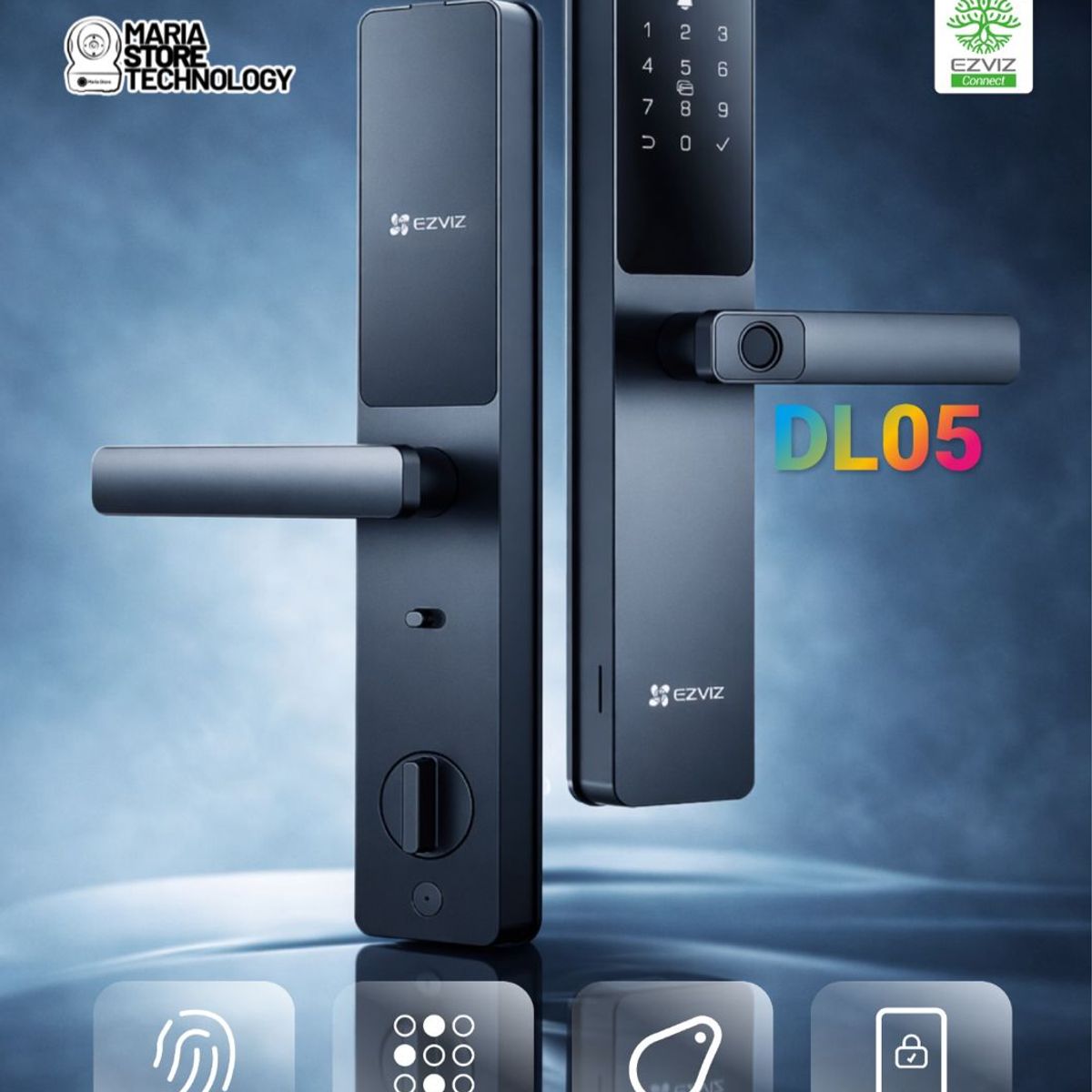 EZVIZ - Cerradura inteligente DL05 Ezviz, apertura por huella, código, llave, tarjeta
