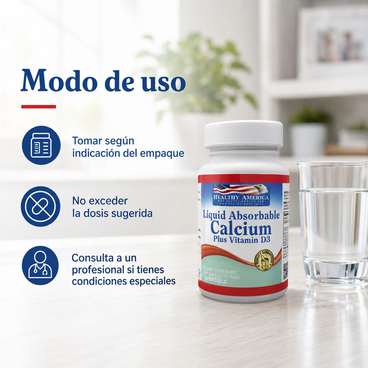 HEALTHY AMERICA - Calcium Plus Vitamin D3 Healthy America 100 Softgels