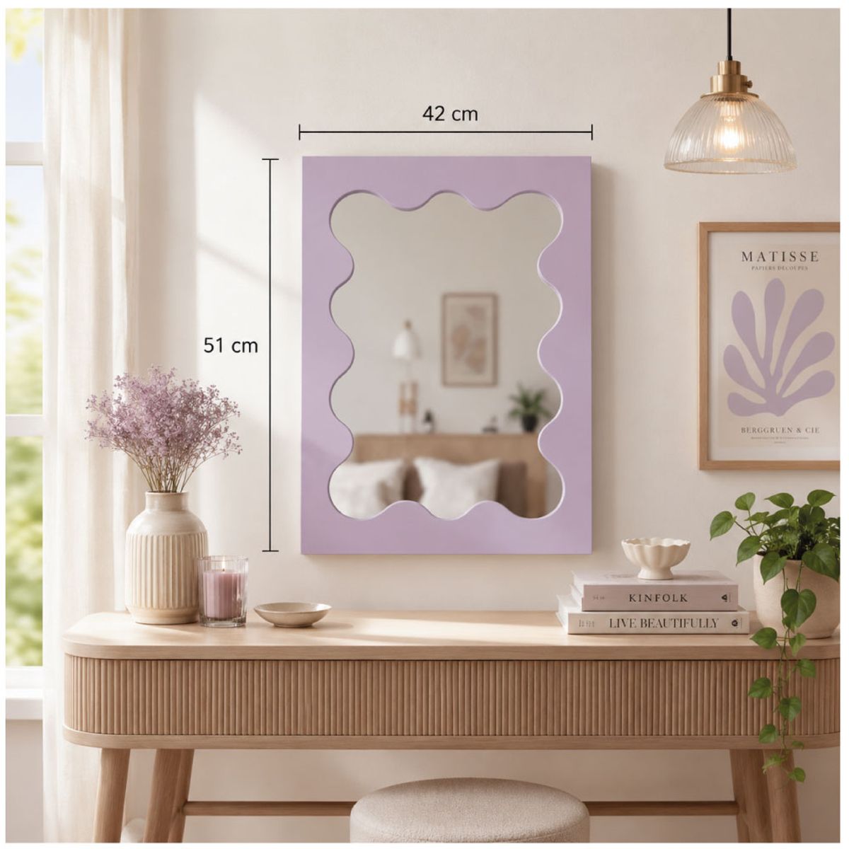 TIZZY DISEÑO - Espejo Decorativo de Pared Forma Orgánica Lila