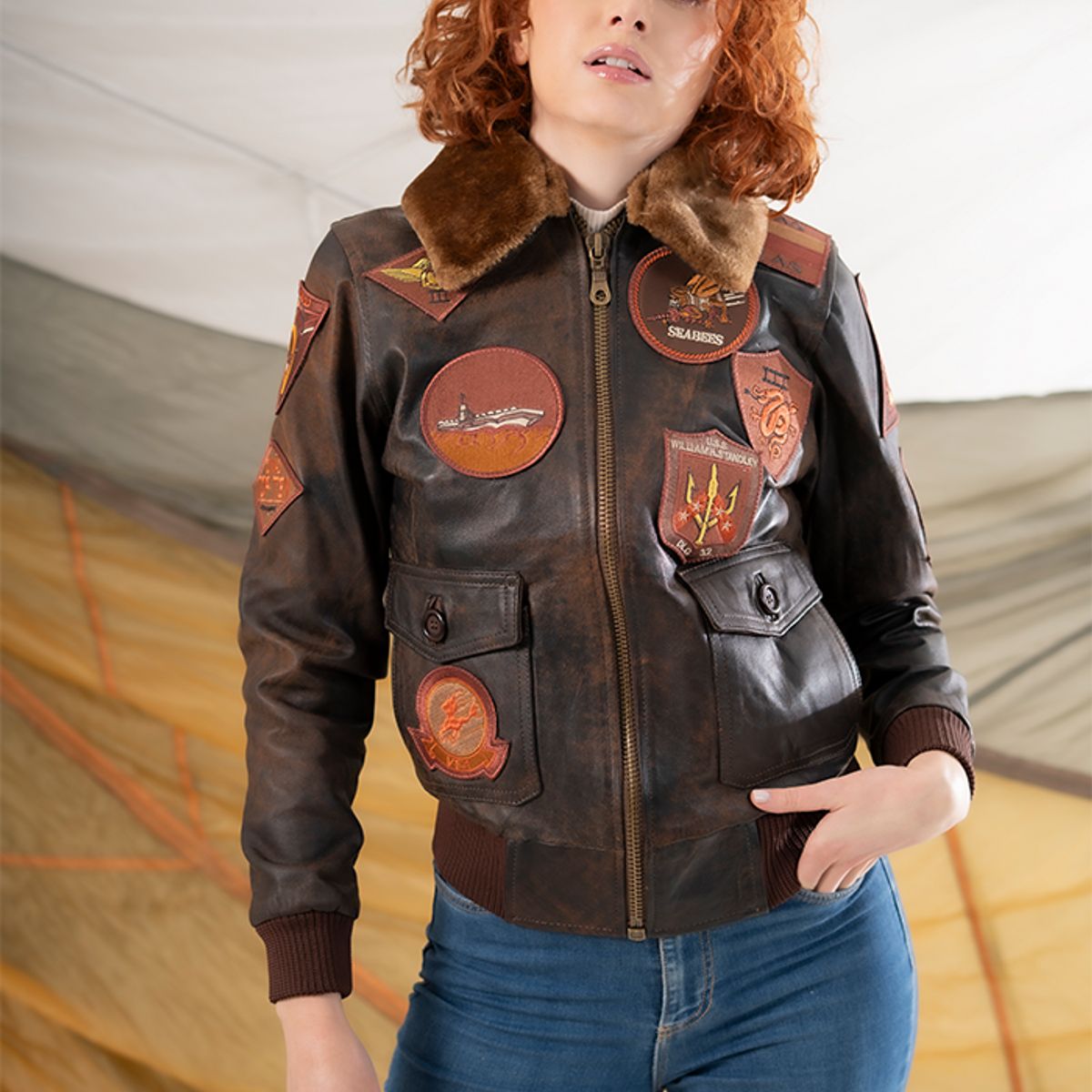 ALMA DE AVIADOR - Chaqueta G1 Piloto Militar con Parches