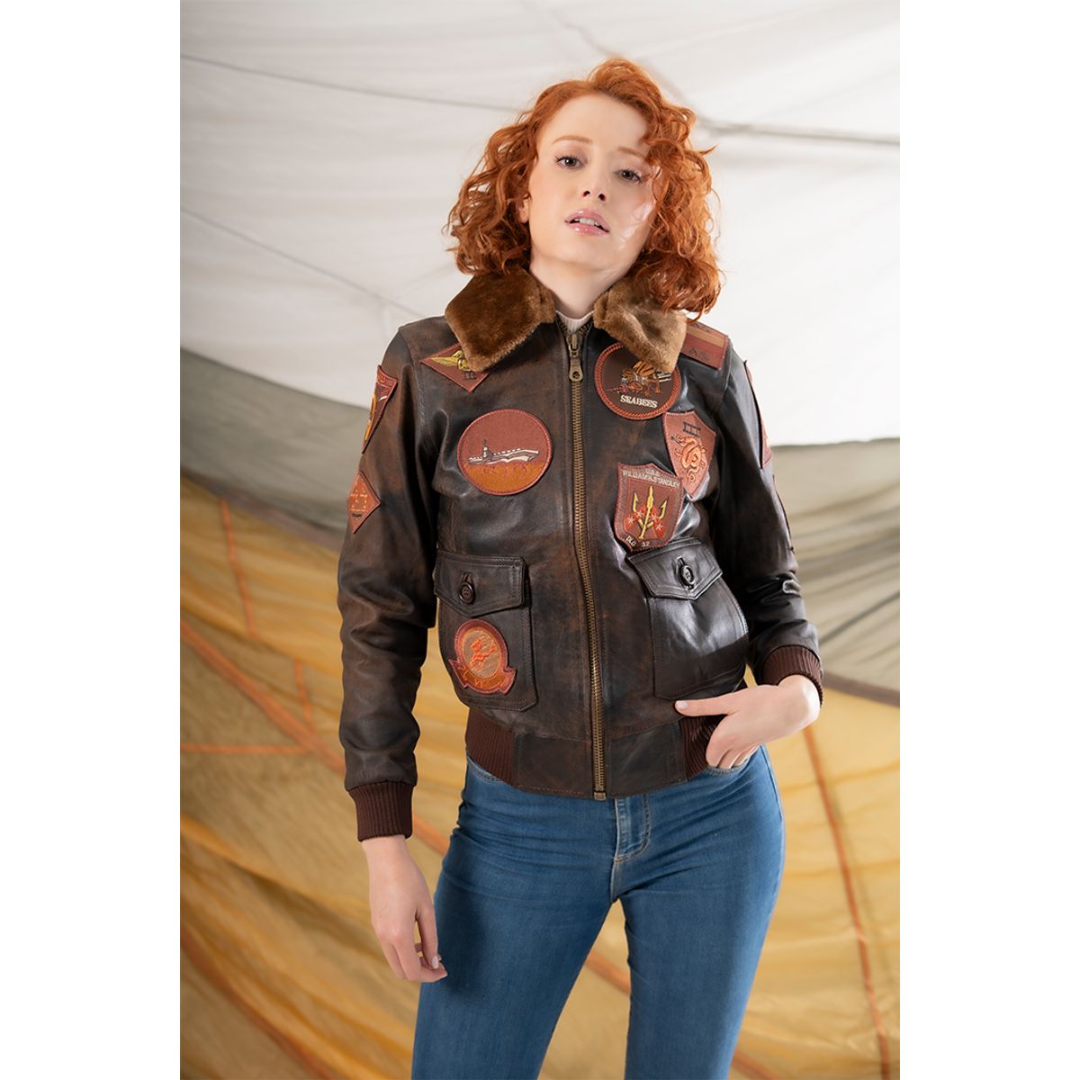 ALMA DE AVIADOR - Chaqueta G1 Piloto Militar con Parches