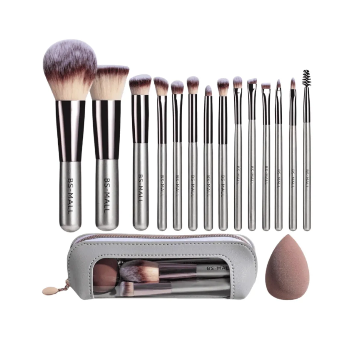 BS - Bs Mall 14 Brochas Para Maquillaje Con Estuche Viaje Mango Madera