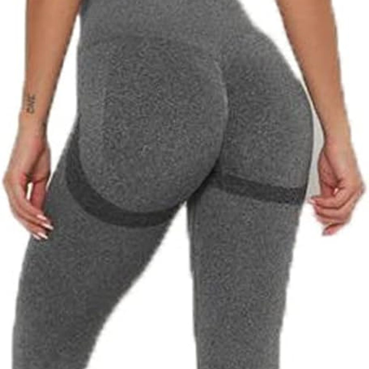 MIELTECH - Conjunto Deportivo Lycra Push Up + Crop Top Gris Talla Única