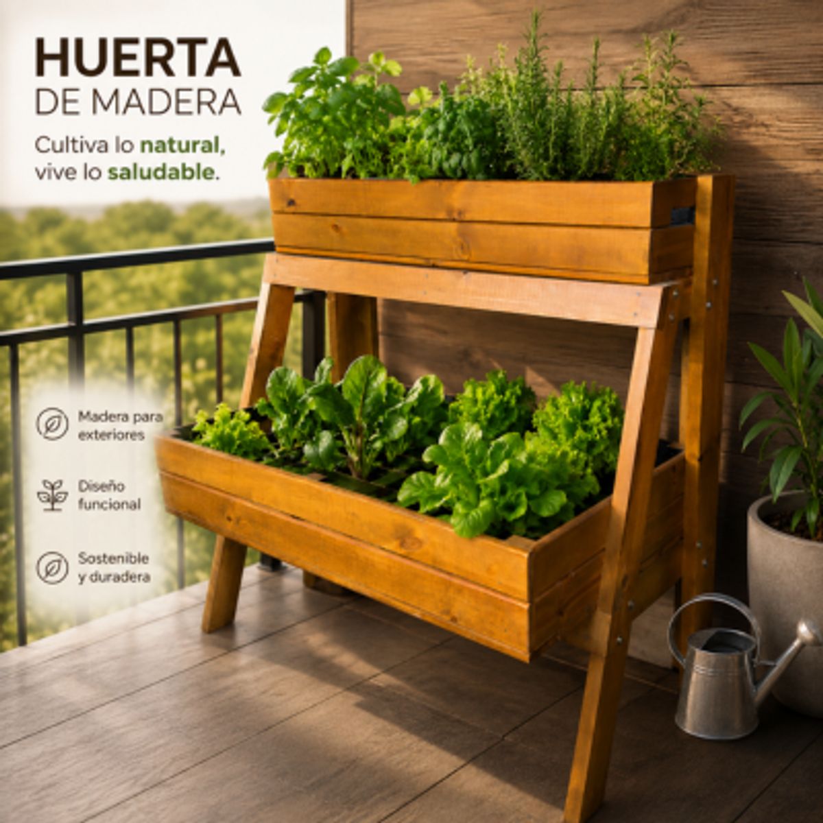 WOODMADE - Huerta Dos Niveles Madera Inmunizada