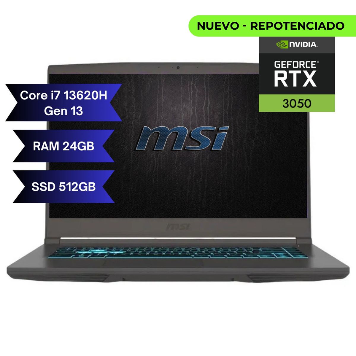MSI - PORTATIL MSI THIN 15 - INTEL CORE I7 13620H - RAM 24GB - 512GB SSD - 15,6 FHD - GEFORCE RTX 3050 4GB