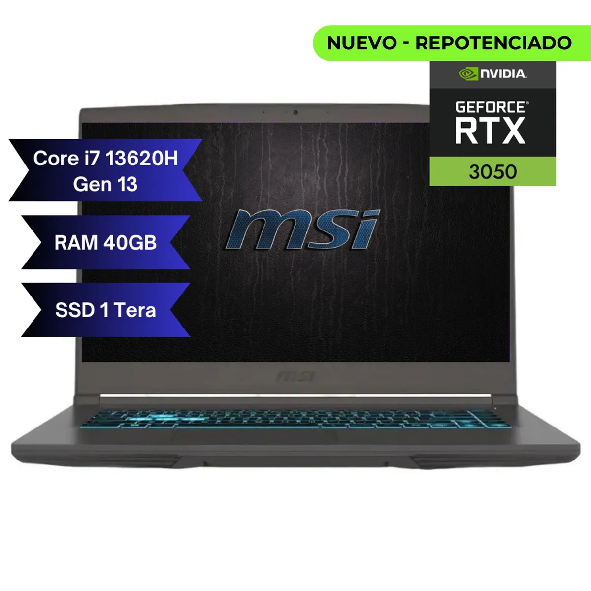 MSI - PORTATIL MSI THIN 15 - INTEL CORE I7 13620H - RAM 40GB - 512GB SSD - 15,6 FHD - GEFORCE RTX 3050 4GB