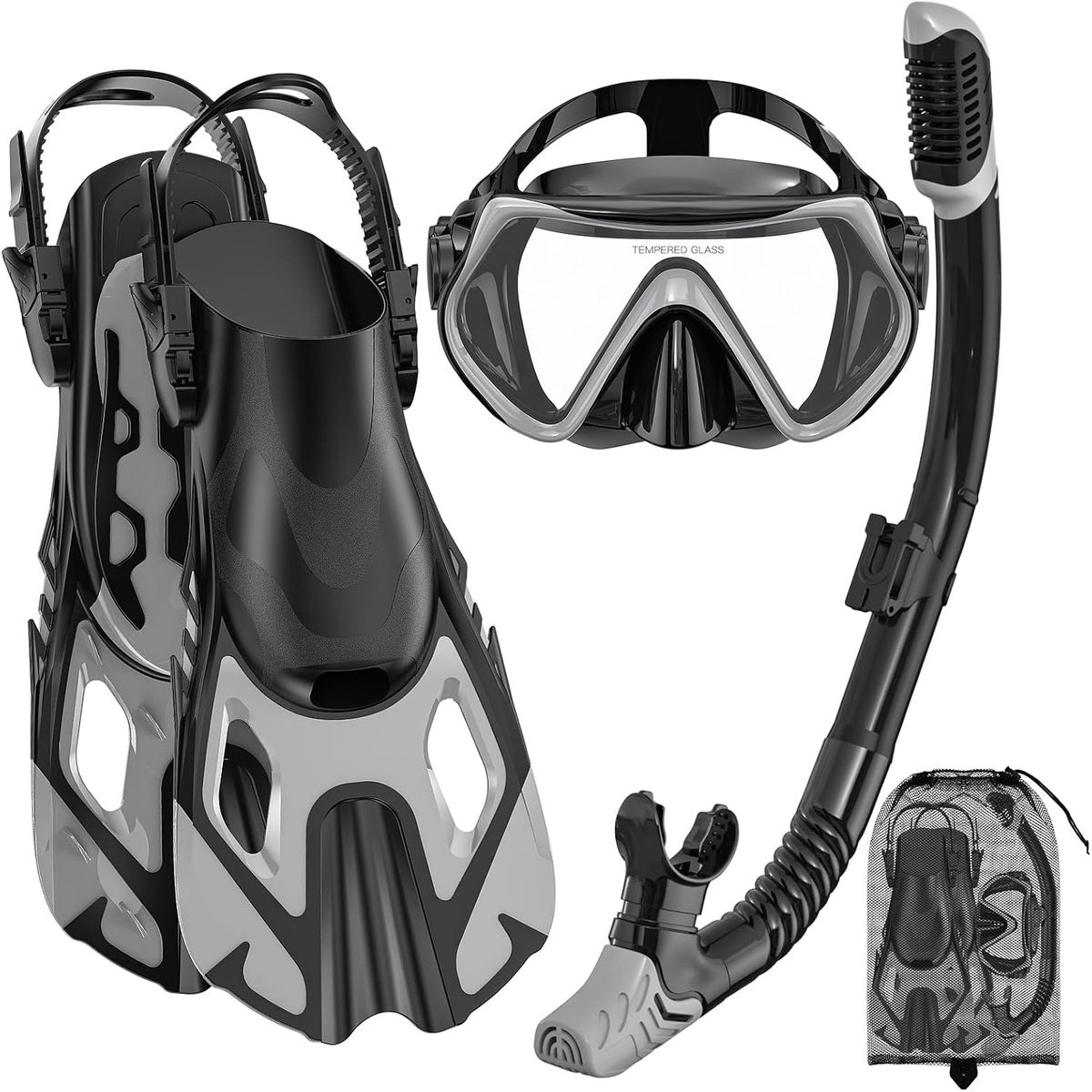 INNOVA - Set Snorkel Careta Aletas Natacion Buceo Material Flexible