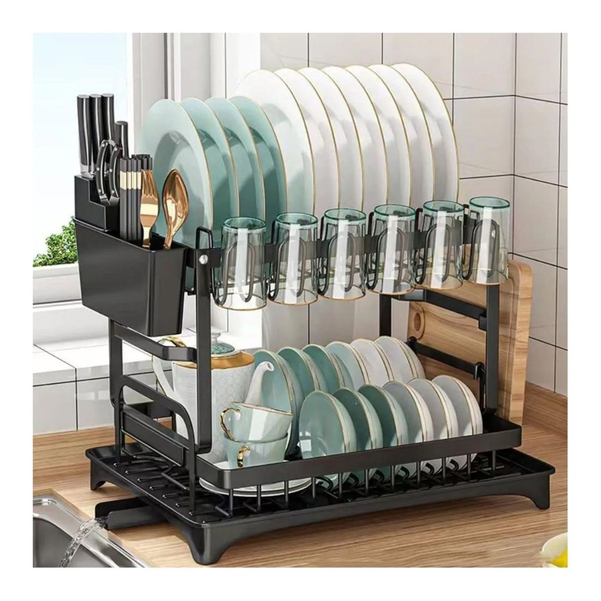 GENERICO - Escurridor de platos 2 niveles multifuncional