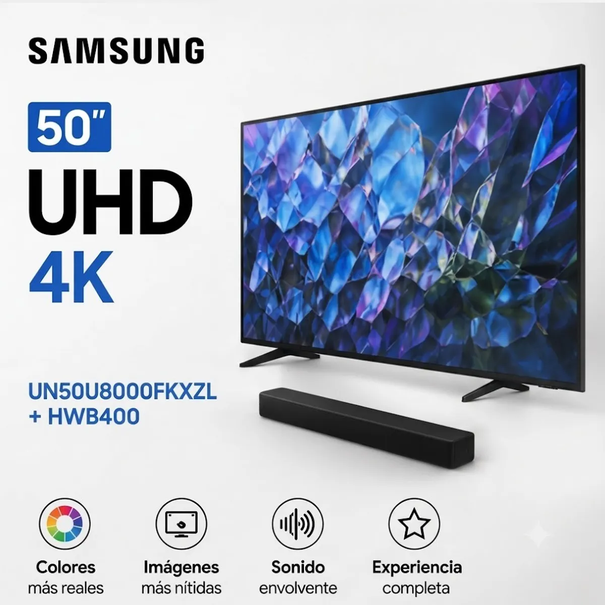 SAMSUNG - Combo Televisor Samsung 50 UN50U8000FKXZL + Barra de Sonido HWB400
