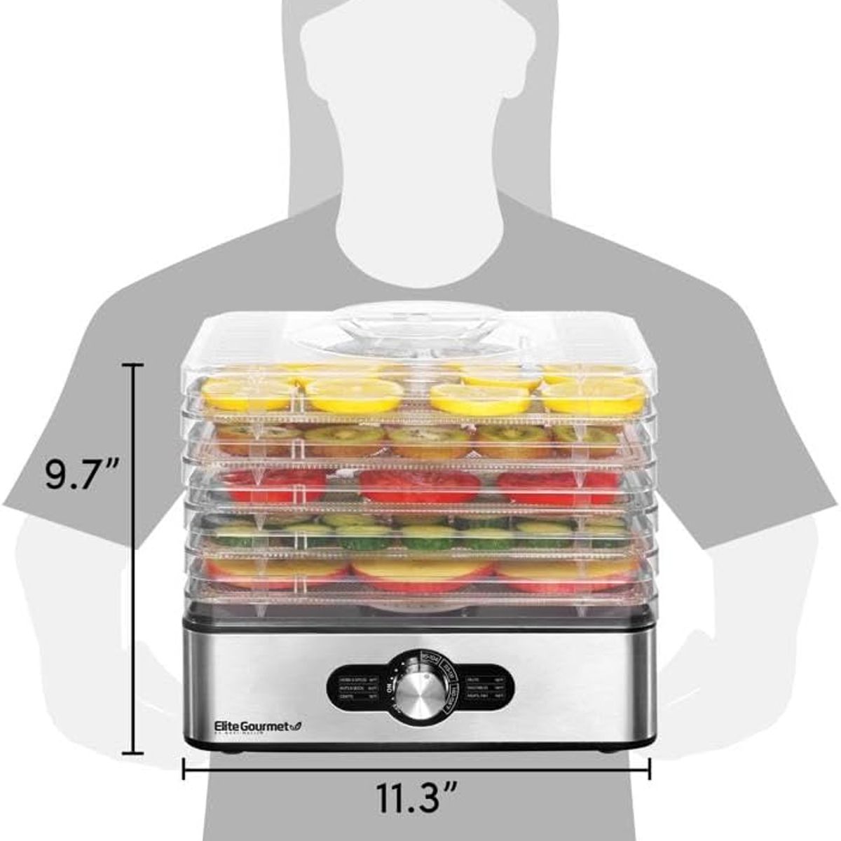 USA - Deshidratador De Alimentos Elite Gourmet Color Acero inoxidable