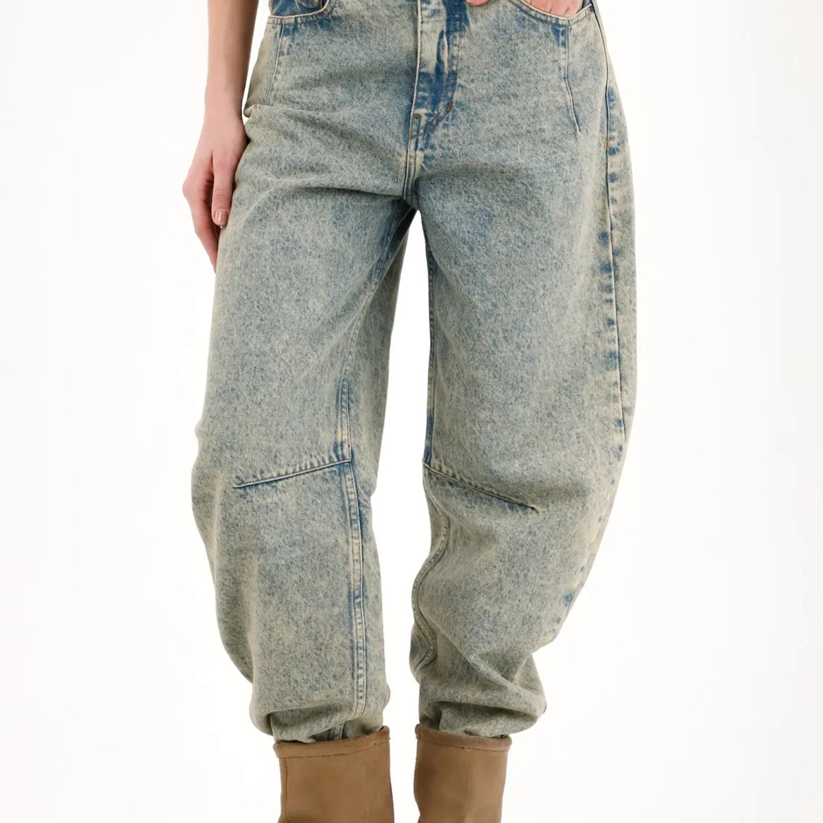 TENNIS - Jean Slouchy con doble pretina azul para mujer