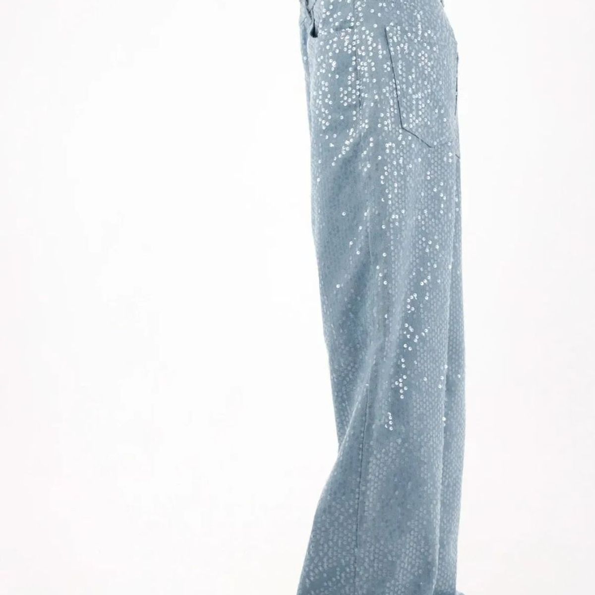 TENNIS - Jean wide leg con puntos metalizados en denim para mujer