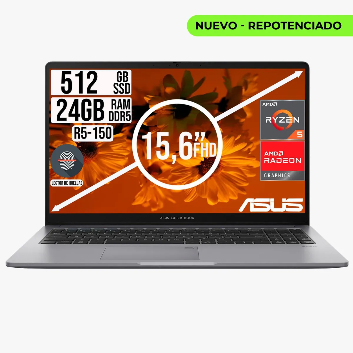 ASUS - Portátil Asus ExpertBook Amd Ryzen 5 150 Ram 24GB SSD 512GB  Fhd 15.6"