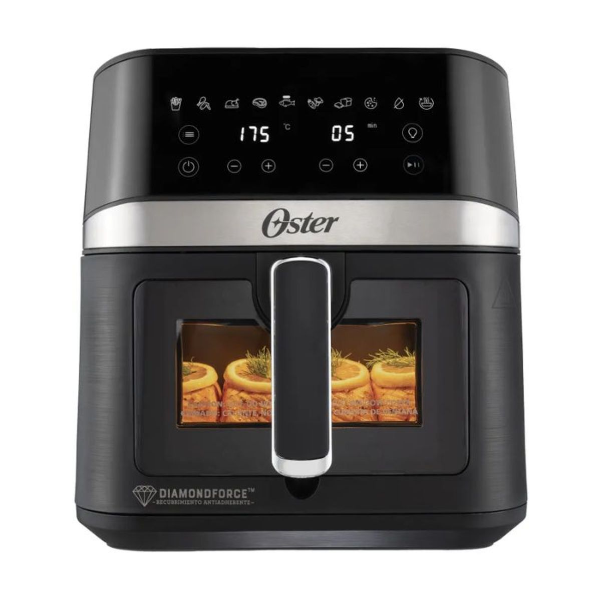 OSTER - Freidora Digital Oster DiamondForce, con Ventana y Luz Interna, 6 Litros, y 10 Programas Automáticos