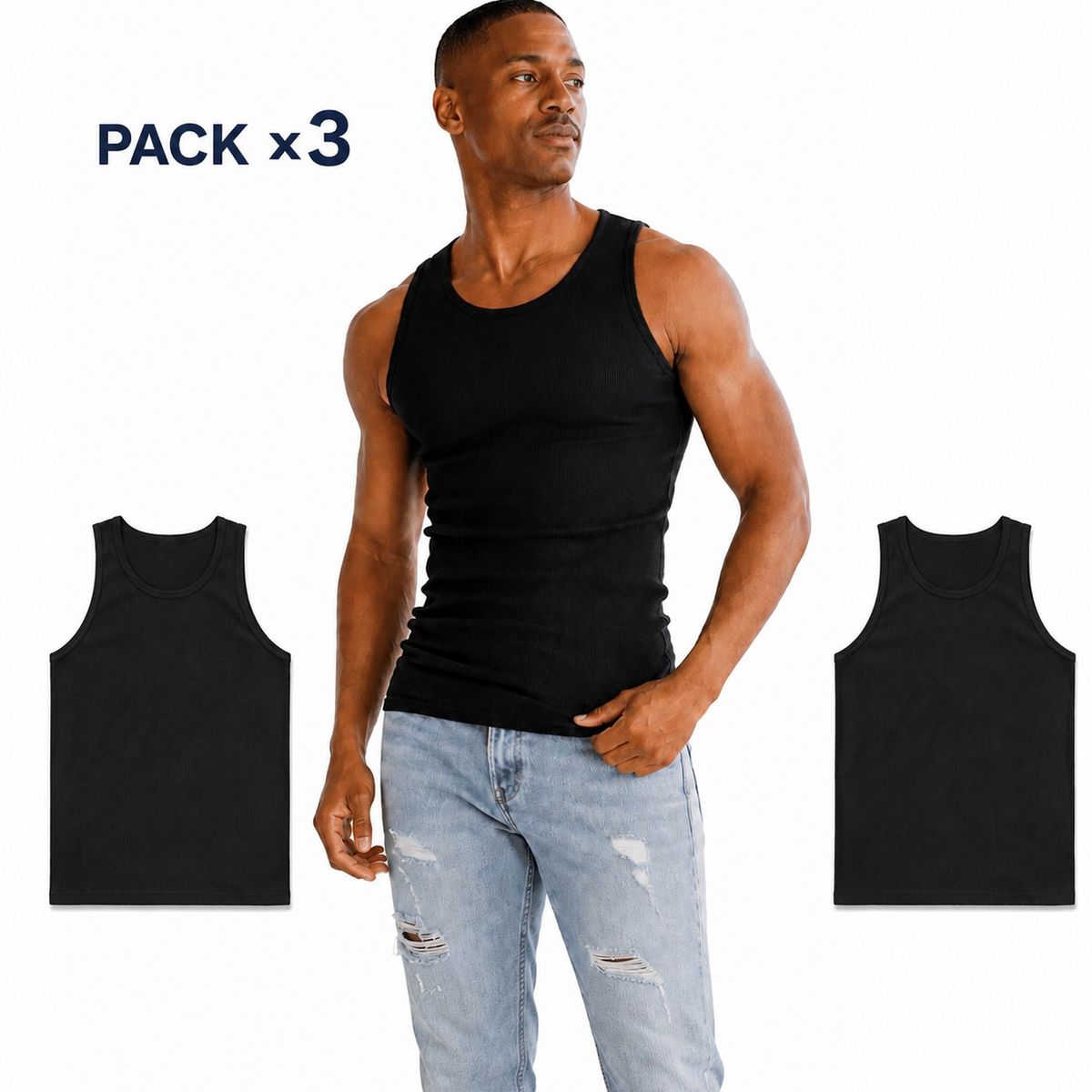 GENERICO - Set x3 Camiseta Interior para Hombre Premium Suaves y Cómodas