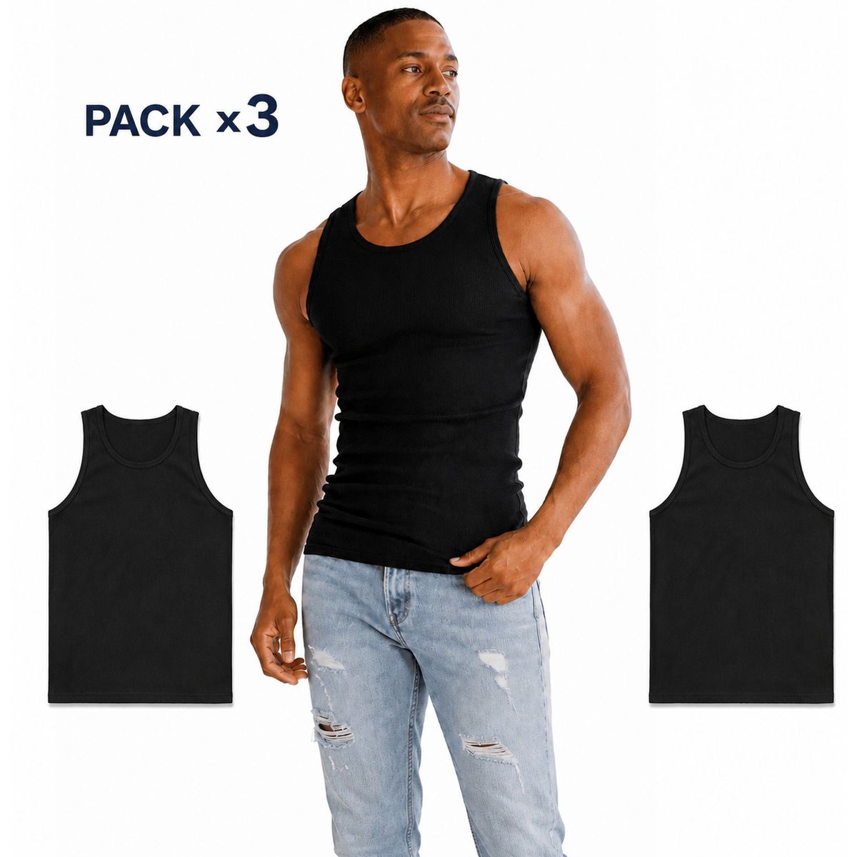 GENERICO - Set x3 Camiseta Interior para Hombre Premium Suaves y Cómodas