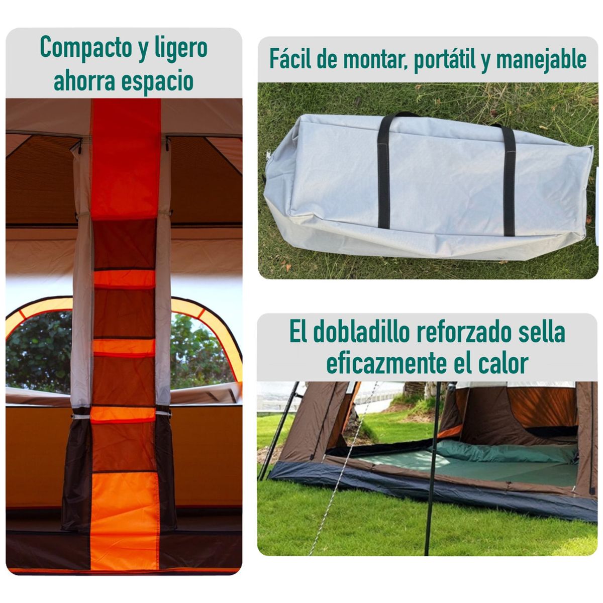 AFVENTURA - Carpa Tienda Campaña Familiar 6-8Personas Impermeable marrón