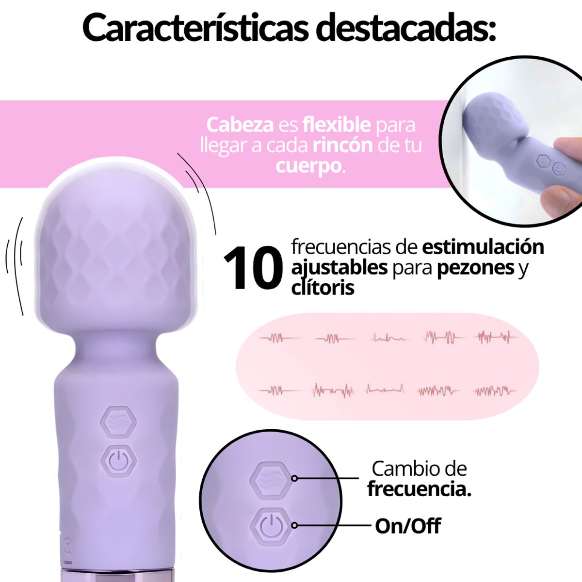 DISTRISEX - Vibrador Masajeador De Clítoris Hitachi Recargable Juguete Sexual