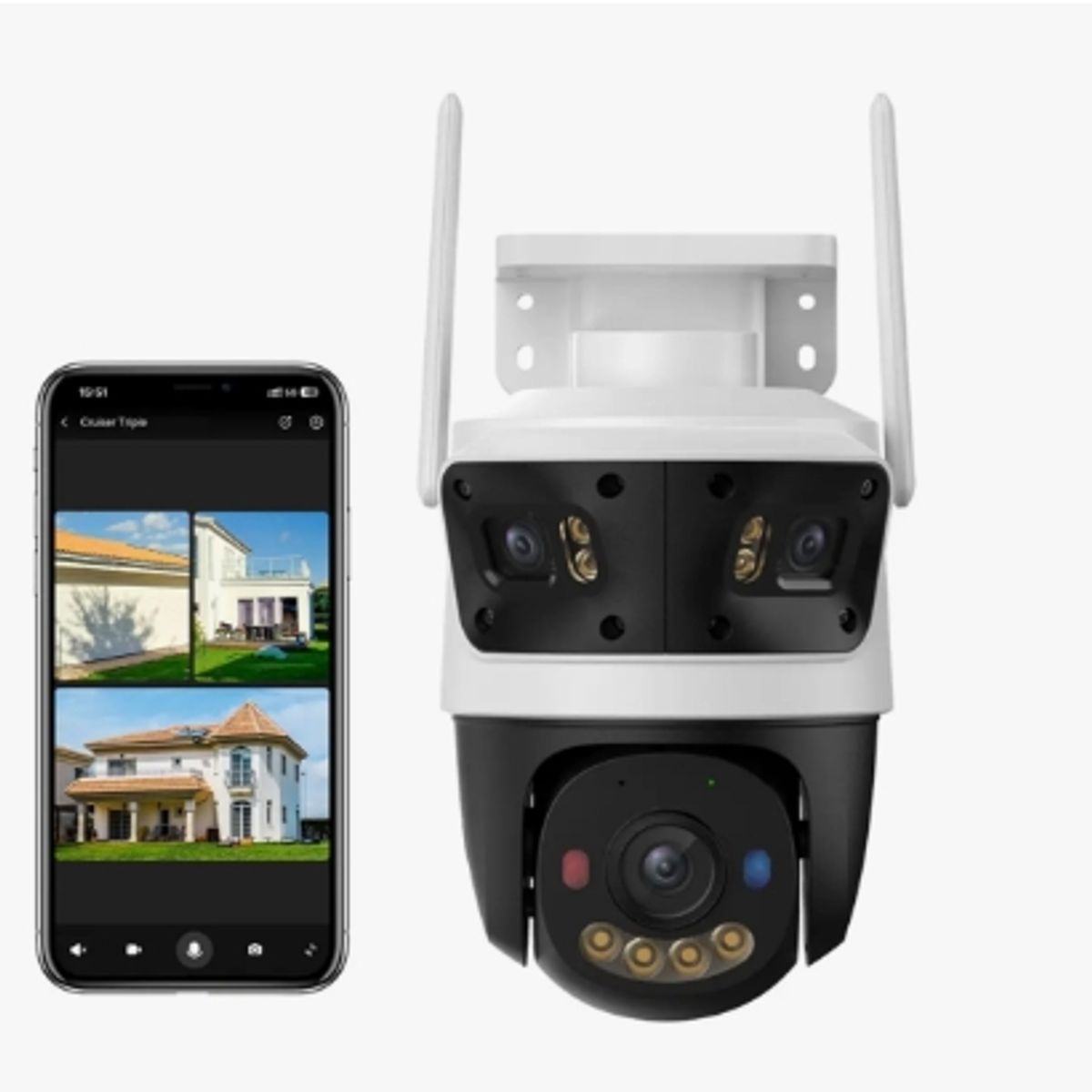 IMOU - Cámara de Seguridad WiFi Exterior Triple Lente 11MP 2K Color Negro