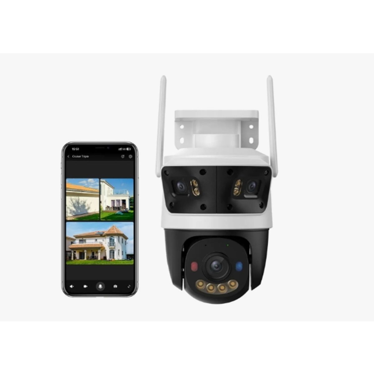 IMOU - Cámara de Seguridad WiFi Exterior Triple Lente 11MP 2K Color Negro