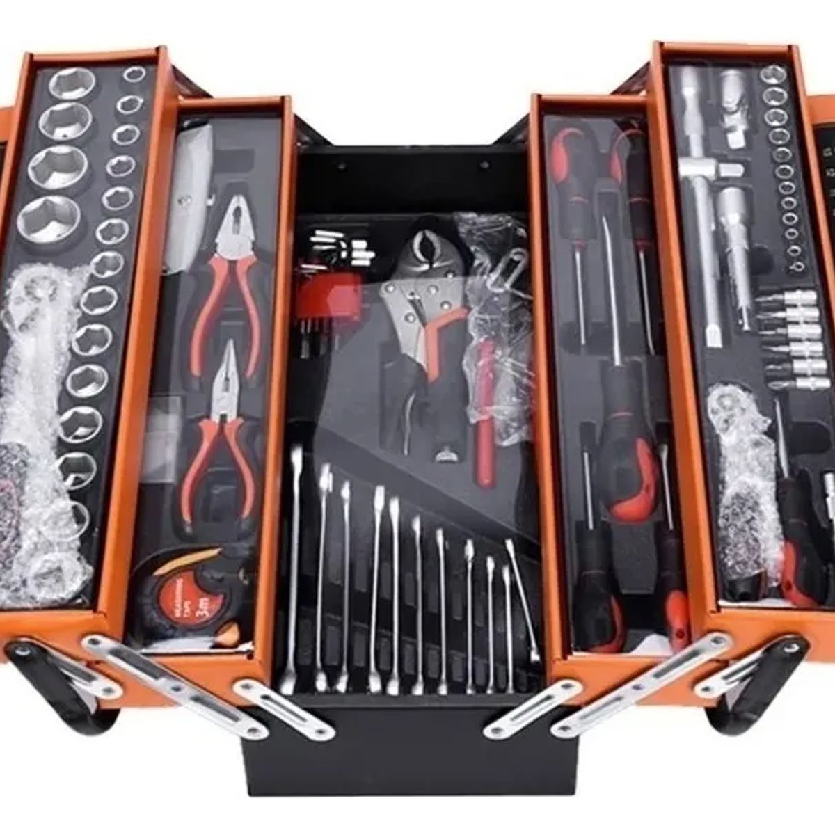 QUICK - Caja De Herramientas Set 85 Pieza Plegable 5 Niveles Metal