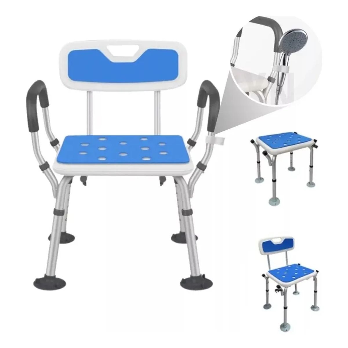 ANYHOGAR - Silla Baño Ducha 3 En 1 Soporte Antideslizante Agarradera