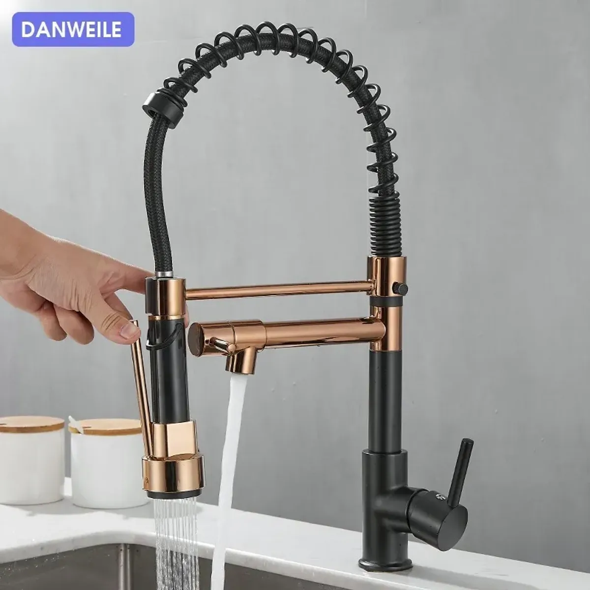 LABALAOS - Grifo Llave Lavadero Monomando Cocina Extensible Triple