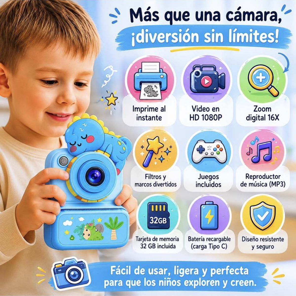 BABIES AND KIDS - Cámara para niños con impresión instantánea , juguete