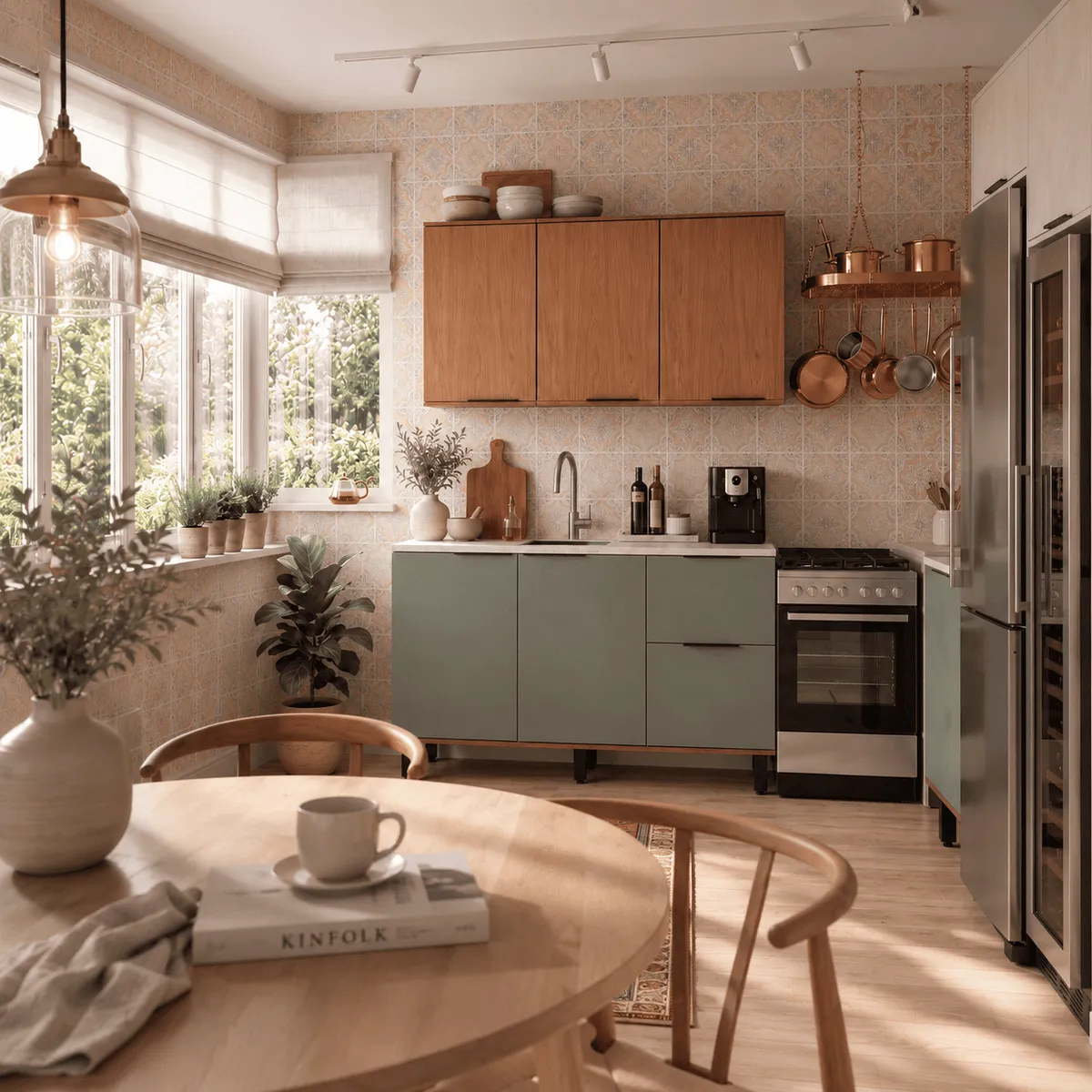 2020 HOME - Cocina 120 cm Sicilia 4 Puertas 2 Cajones Natural/Oliva