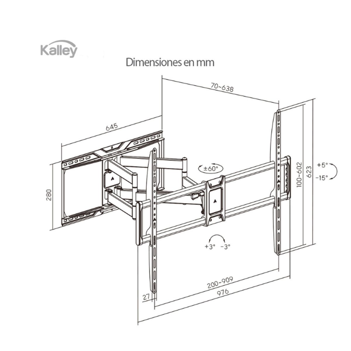 KALLEY - Base Kalley Doble Brazo 50 a 100 75Kg K-BD50100