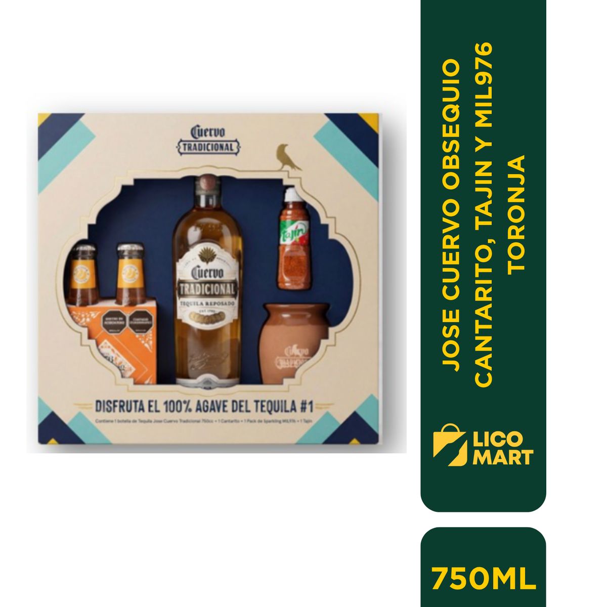 JOSE CUERVO - TEQUILA JOSE CUERVO TRADICIONAL 750 ML OBSEQIO CANTARITO, TAJIN Y MIL976 TORONJA