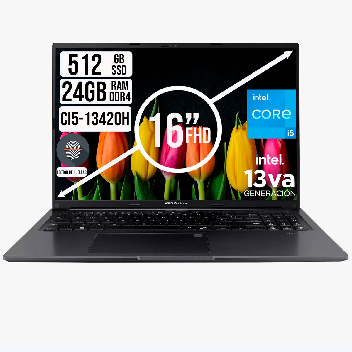 ASUS - Portatil Asus VivoBook Intel Core I5-13420H SSD 512GB RAM 24GB 16 FHD