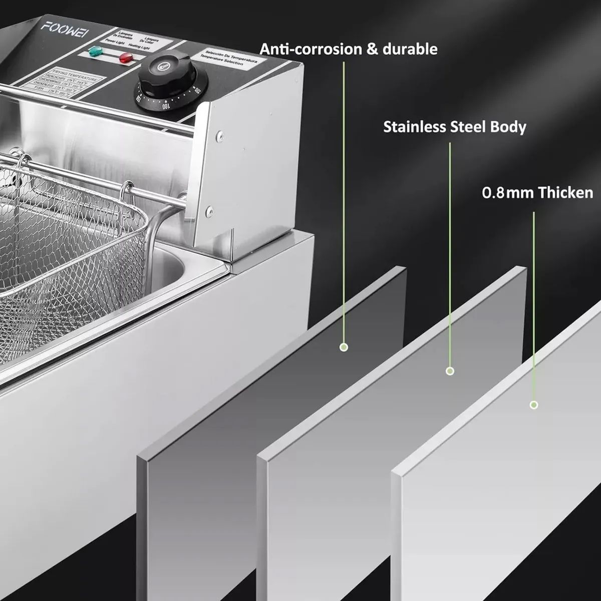 METEX - Freidora De Aceite Eléctrica Automática 12l Acero Inoxidable