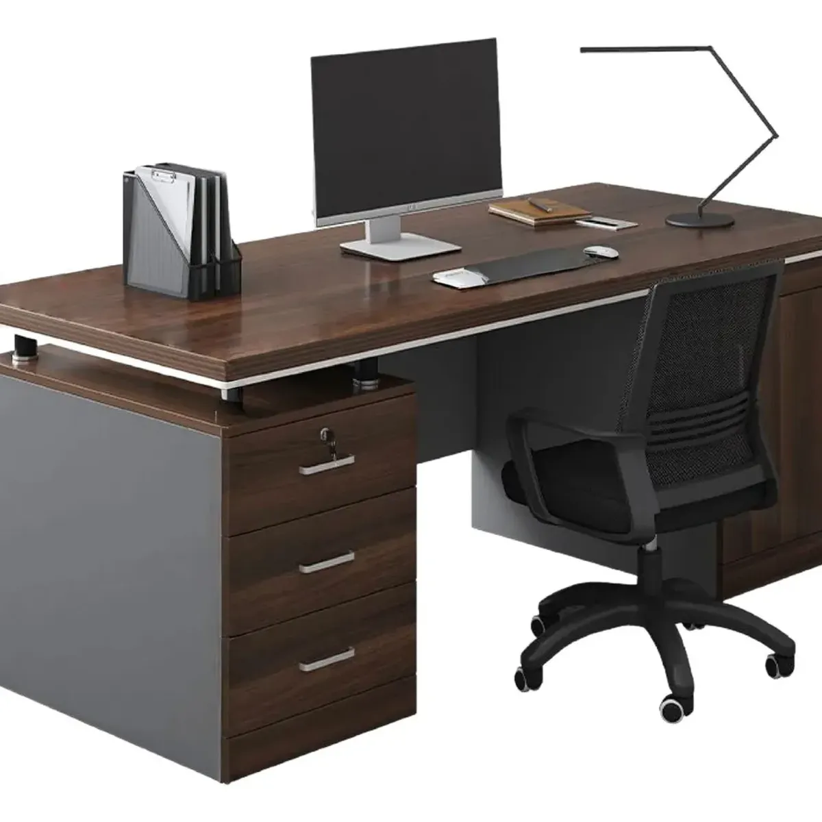ANYHOGAR - Escritorio Moderno Con Cajoneras 140x60x77cm Para Oficina