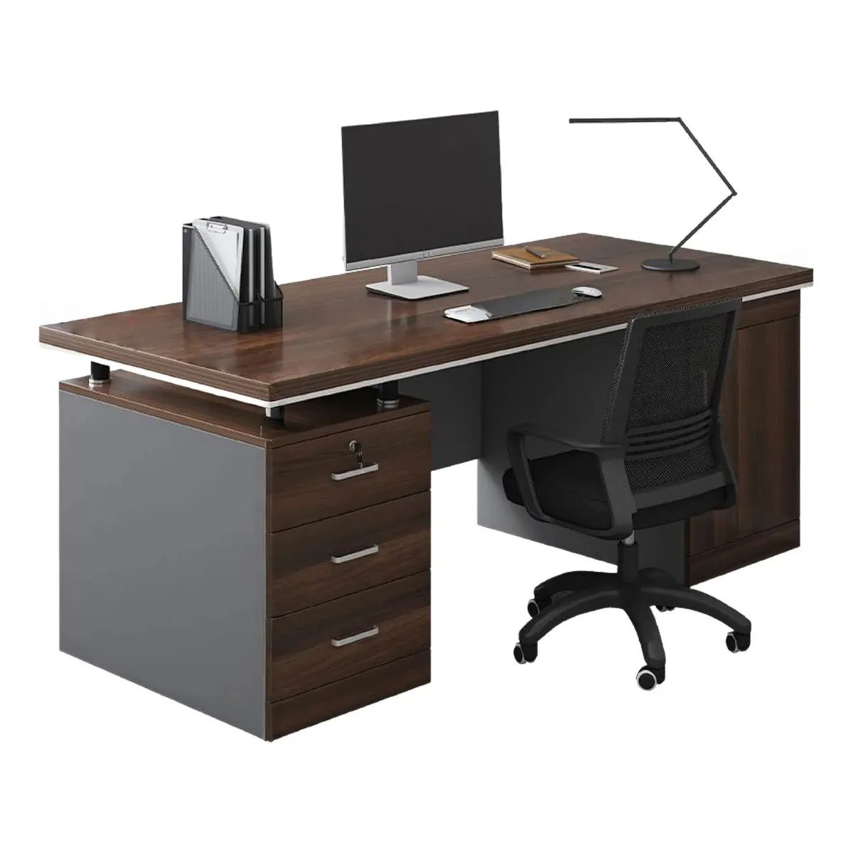 ANYHOGAR - Escritorio Moderno Con Cajoneras 140x60x77cm Para Oficina