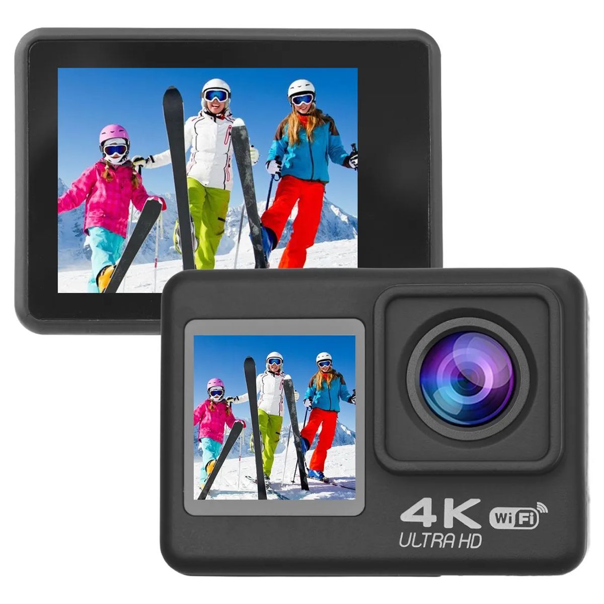 U BUY - Cámara De Acción Uhd De 4k Y 30fps Con Pantalla Dual Y Wifi