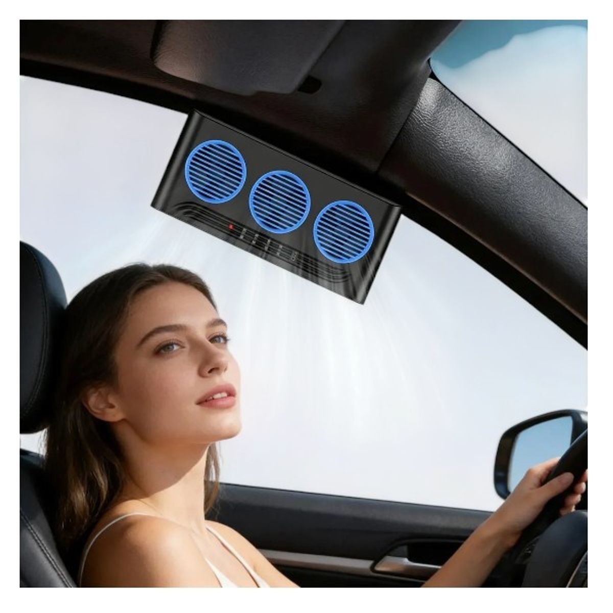 GENERICO - Ventilador Para Ventanilla De Coche 3 Tomas De Corriente, con panel solar