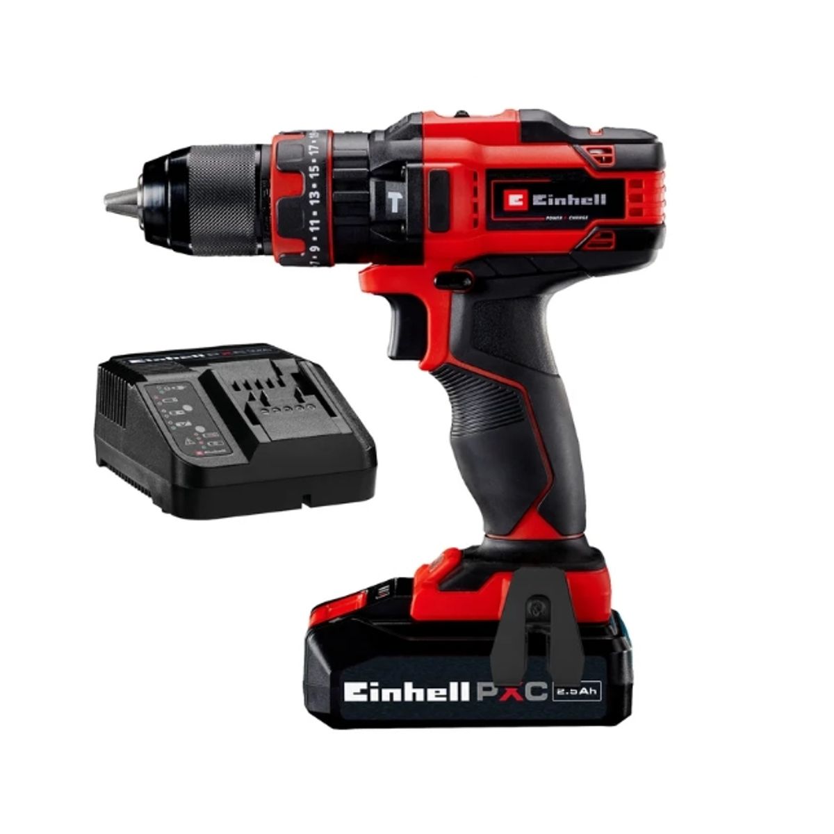 EINHELL - Taladro Percutor Inalámbrico 18V 12 44Nm Kit con Batería 2.5Ah + Cargador