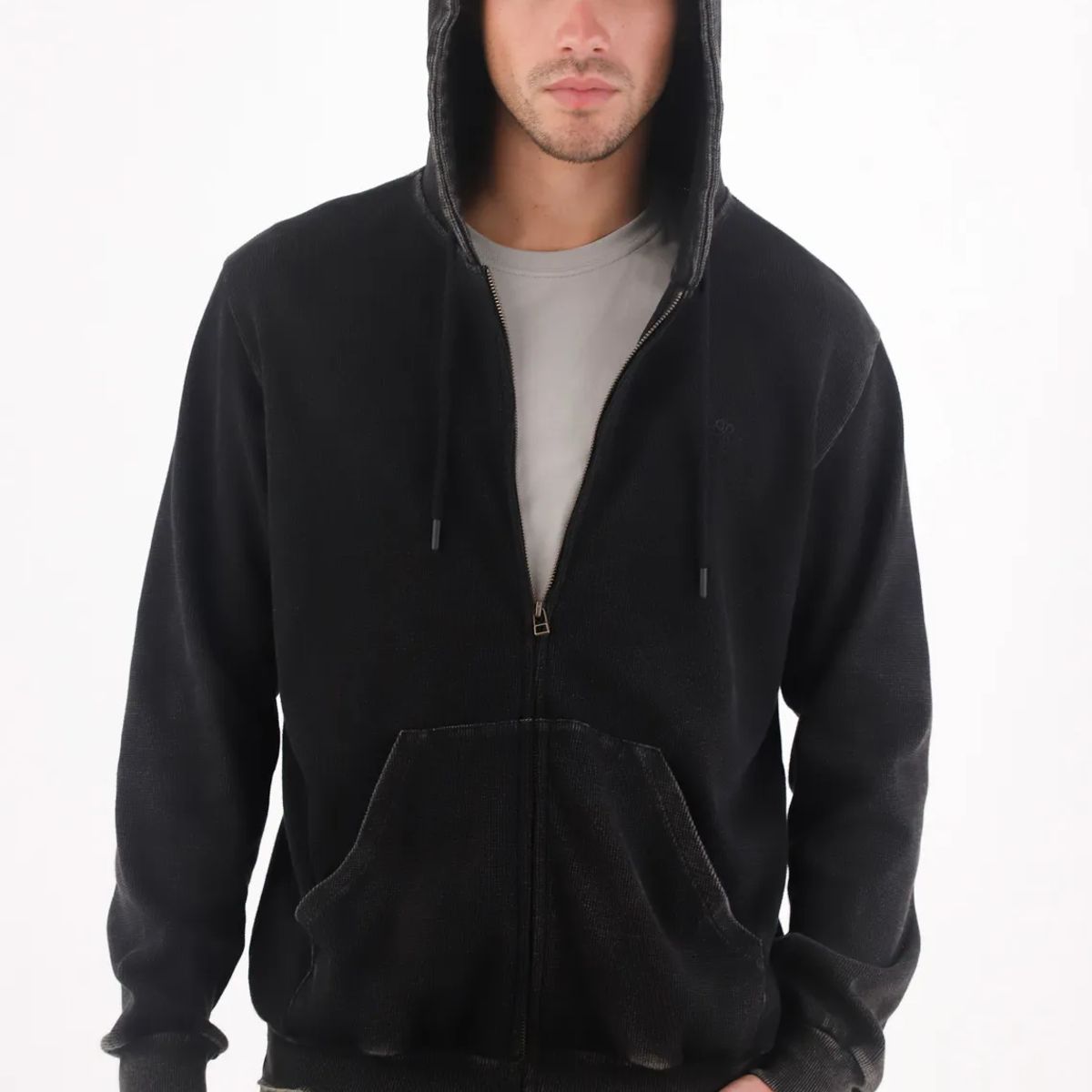 TENNIS - Buzo regular fit con efecto lavado en algodón negro para hombre
