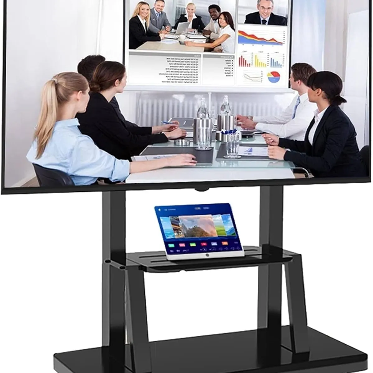 GENERICO - Soporte Pedestal Móvil con Ruedas NIA para TV 32 a 60 Pulgadas 50kg Negro Inclinable